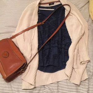 Embroidered navy Lucky Brand Top